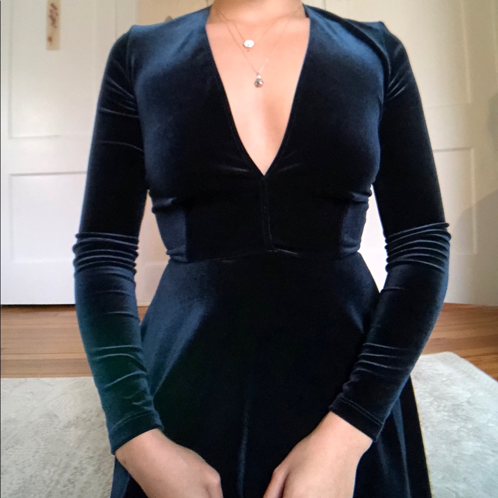 American Apparel Velvet Mini Long Sleeve Dress